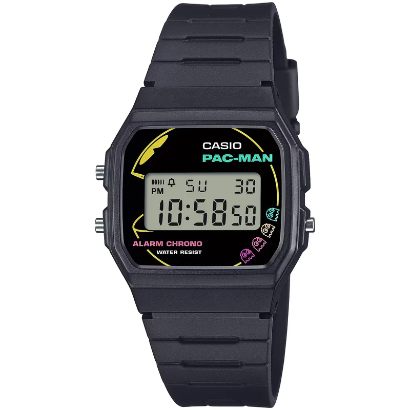 Montre Casio Mixte F-91WPC-1A Pac-Man Quartz Digitale Noir Multicolore