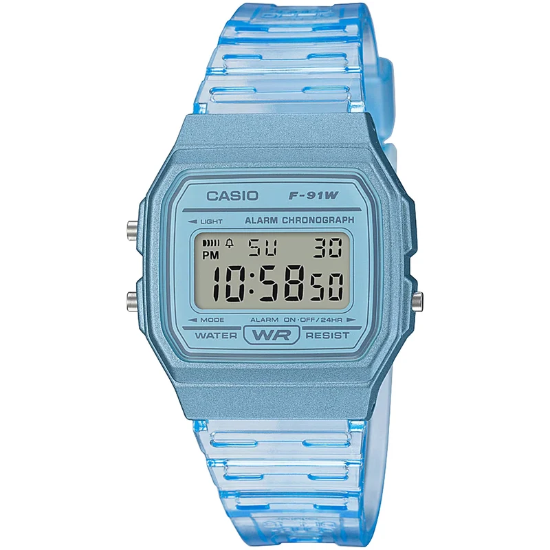 Montre Casio Mixte F-91WS-2 Quartz Digitale Bleu