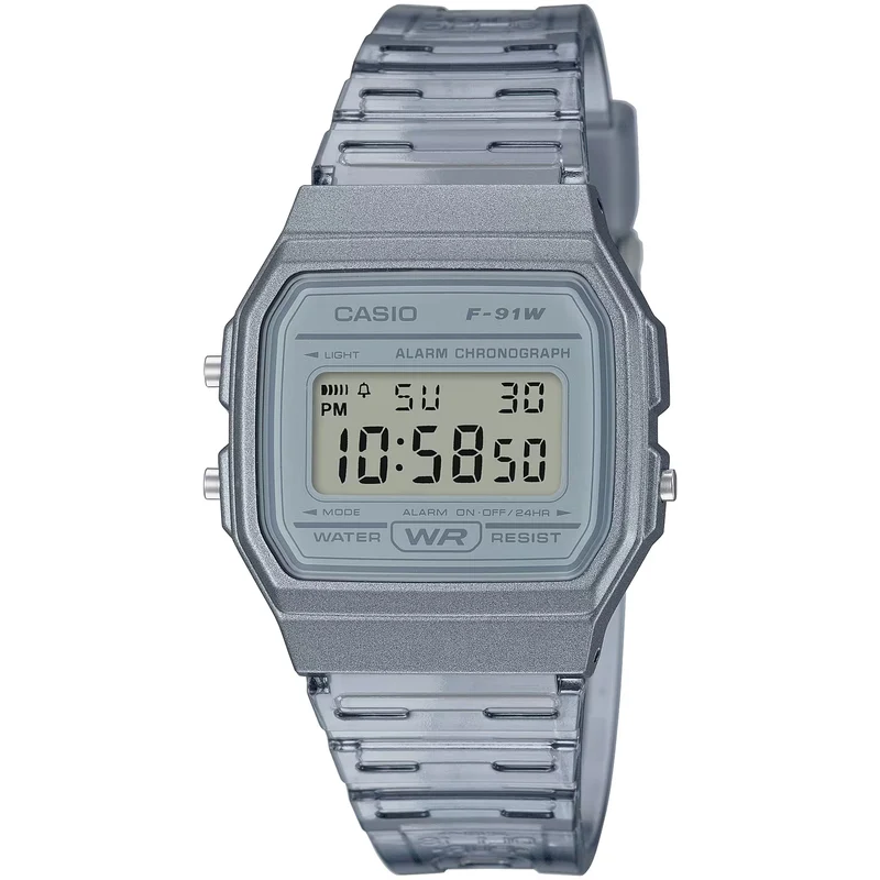 Montre Casio Mixte F-91WS-8 Quartz Digitale Argent Gris