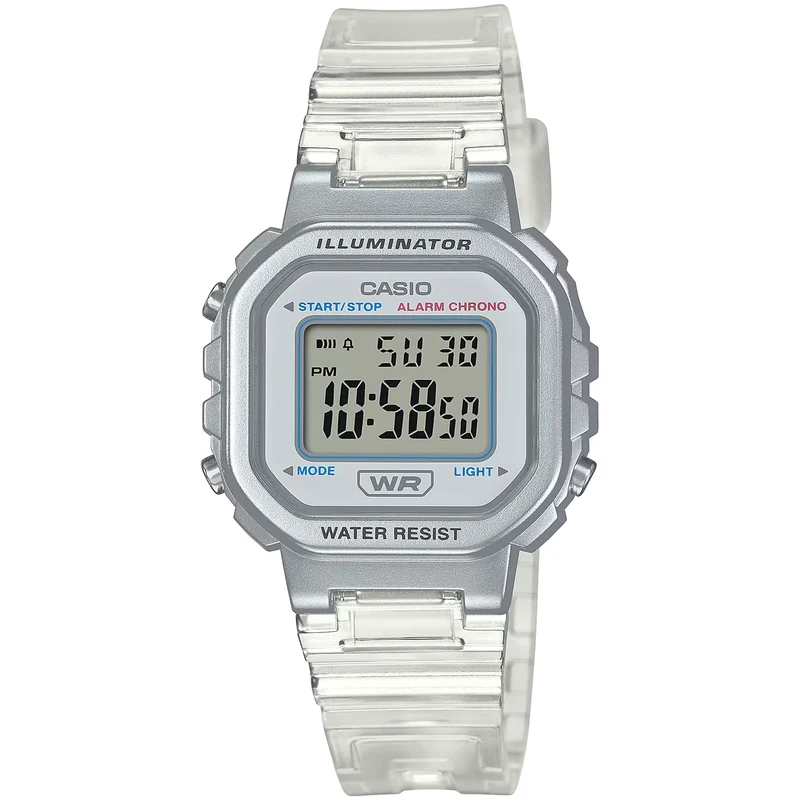 Montre Casio Femme LA-20WHS-7A Quartz Digitale Argent Blanc