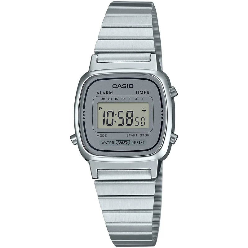Montre Casio Femme Vintage LA670WA-7 Quartz Digitale Argent Gris