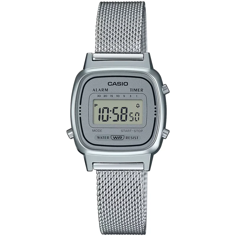 Montre Casio Femme Vintage LA670WEM-7 Quartz Digitale Argent Gris