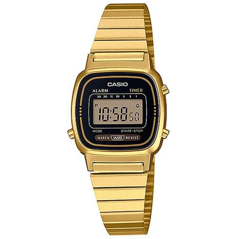 Montre Casio Femme Vintage LA670WGA-1 Quartz Digitale Doré Noir