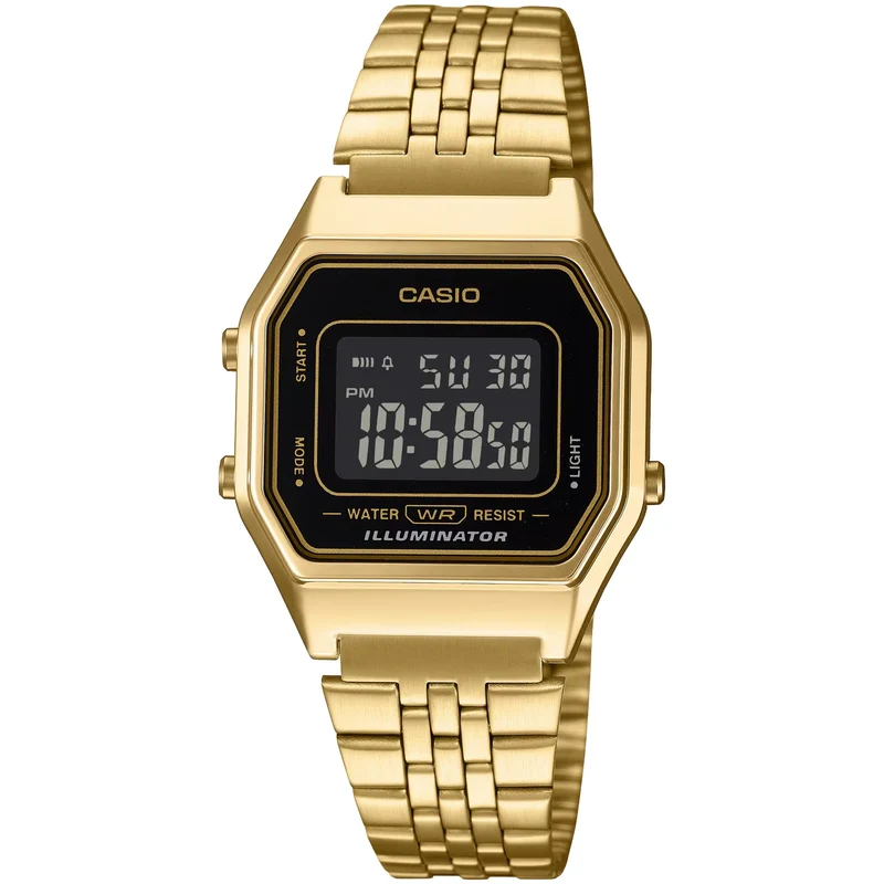 Montre Casio Femme Vintage LA680WGA-1B Quartz Digitale Doré Noir