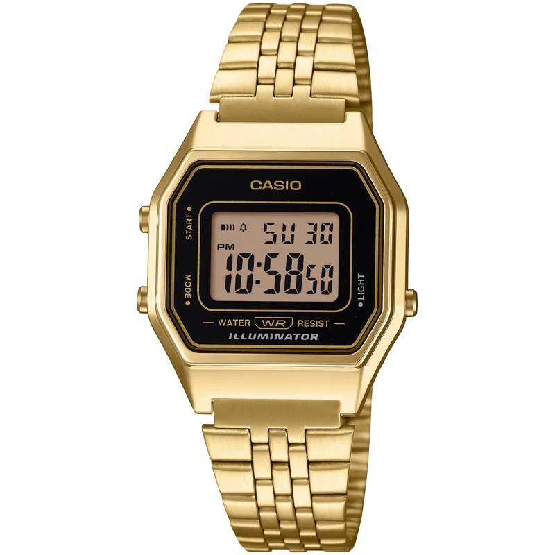 Montre Casio Femme Vintage LA680WGA-1 Quartz Digitale Doré Noir