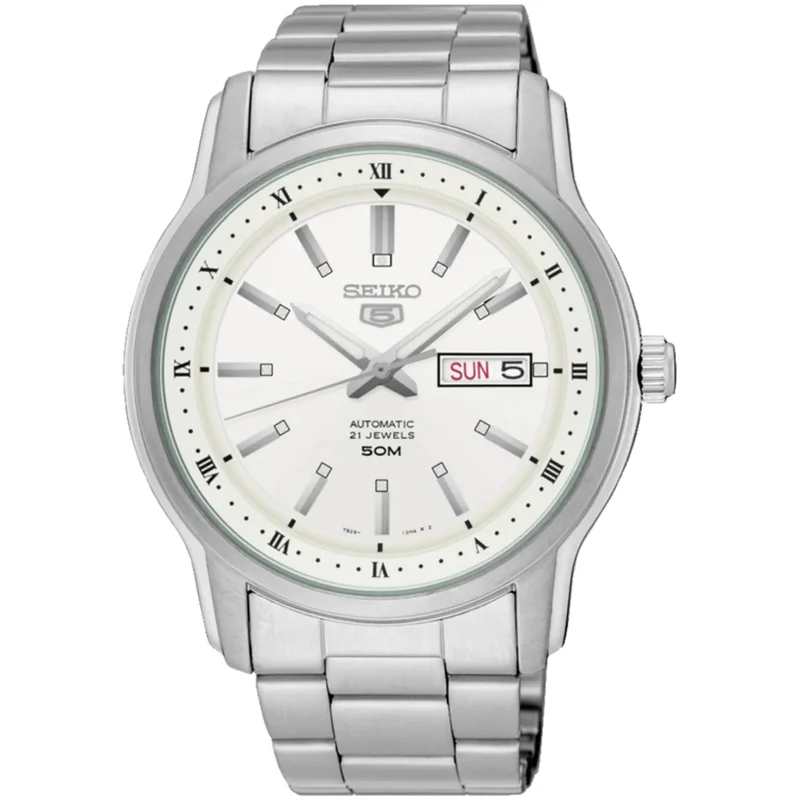 Montre Seiko 5 Homme Automatique SNKP09K1 Argenté Blanc