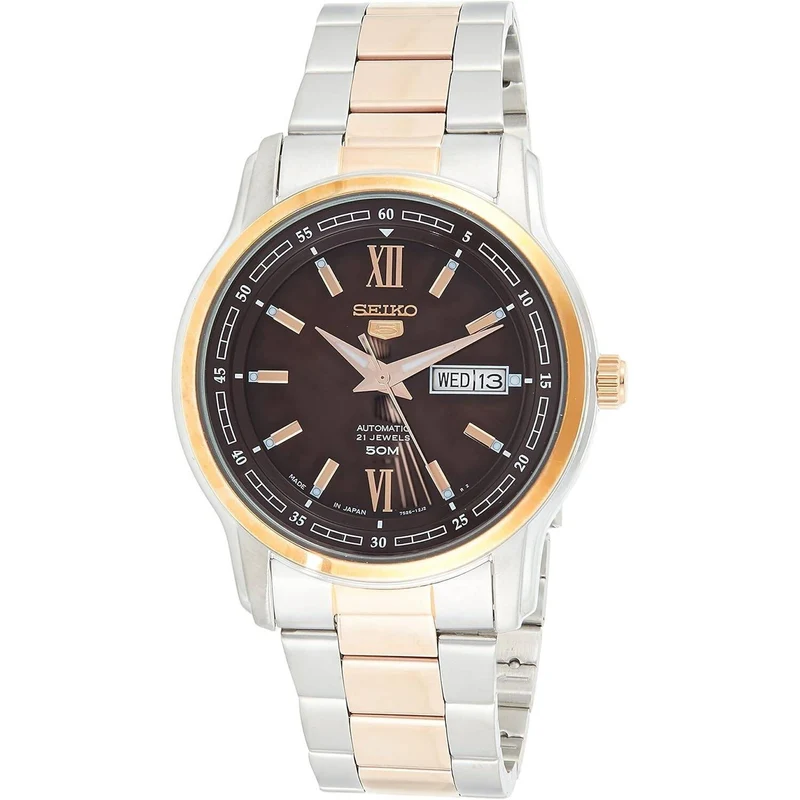 Montre Seiko 5 Homme Automatique SNKP18J1 Marron Or Rose