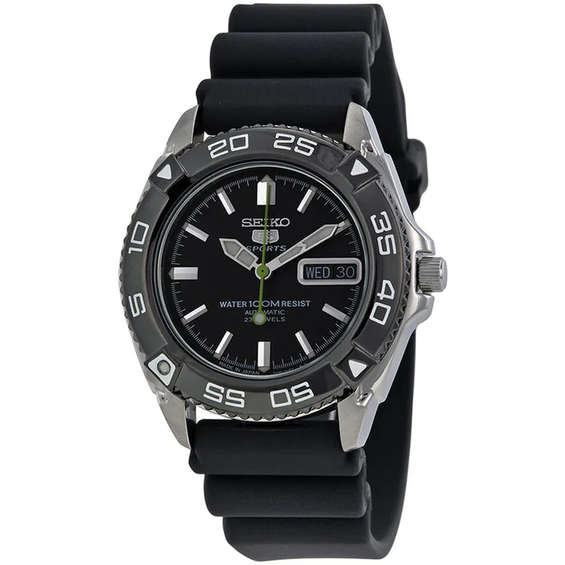 Montre Seiko 5 Sports Homme Automatique SNZB23J2 Noir Bracelet Caoutchouc