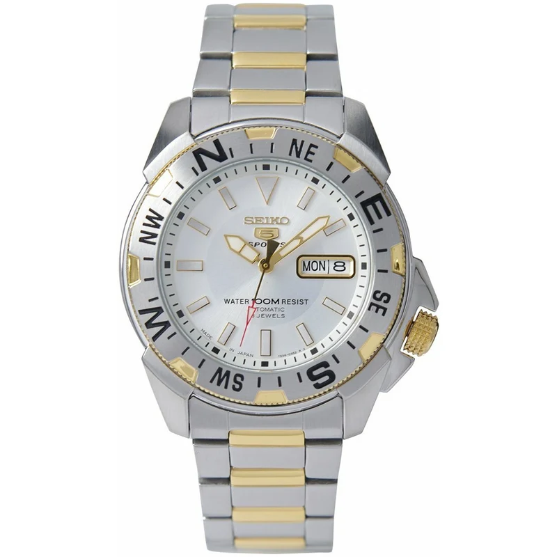 Montre Seiko 5 Sports Homme Automatique SNZF08J1 Argenté Doré