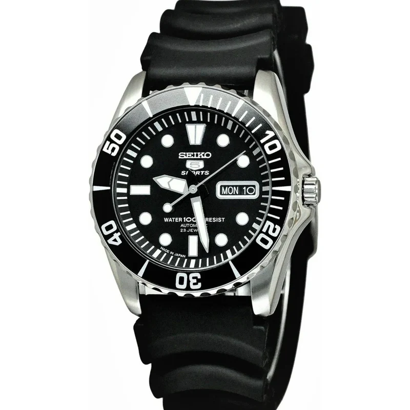 Montre Seiko 5 Sports Homme Automatique SNZF17J2 Noir Bracelet Caoutchouc