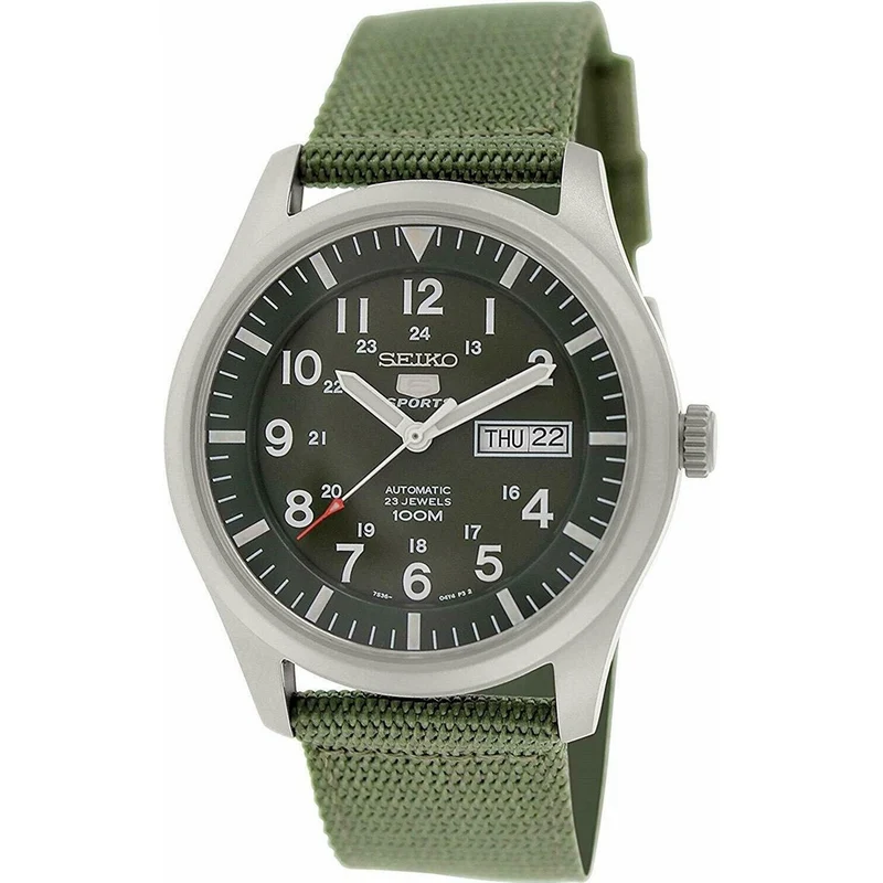 Montre Seiko 5 Sports Homme Automatique SNZG09K1 Vert Bracelet Nylon NATO