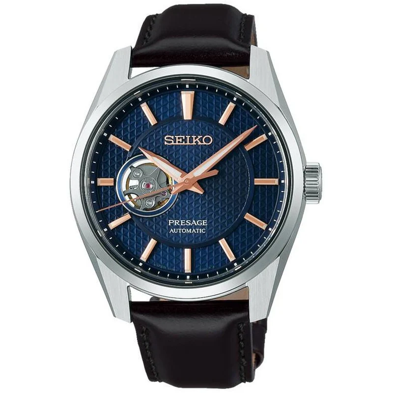 Montre Seiko Presage Cœur Ouvert Automatique Homme SPB311J1 Sharp Edged Bleu