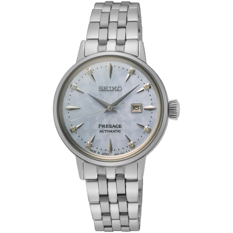 Montre Seiko Presage Cocktail Automatique Femme SRE007J1 Bleu Clair Sky Diving