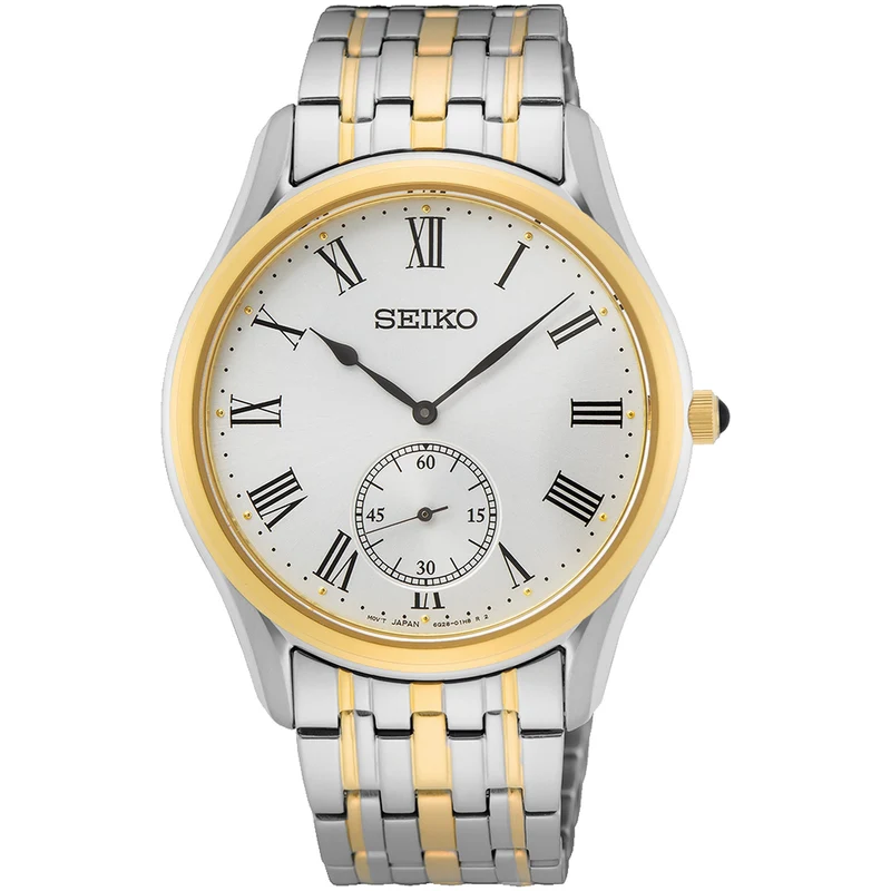 Montre Seiko Classique Quartz Homme SRK048P1 Argenté Doré Petite Seconde Chiffres Romains