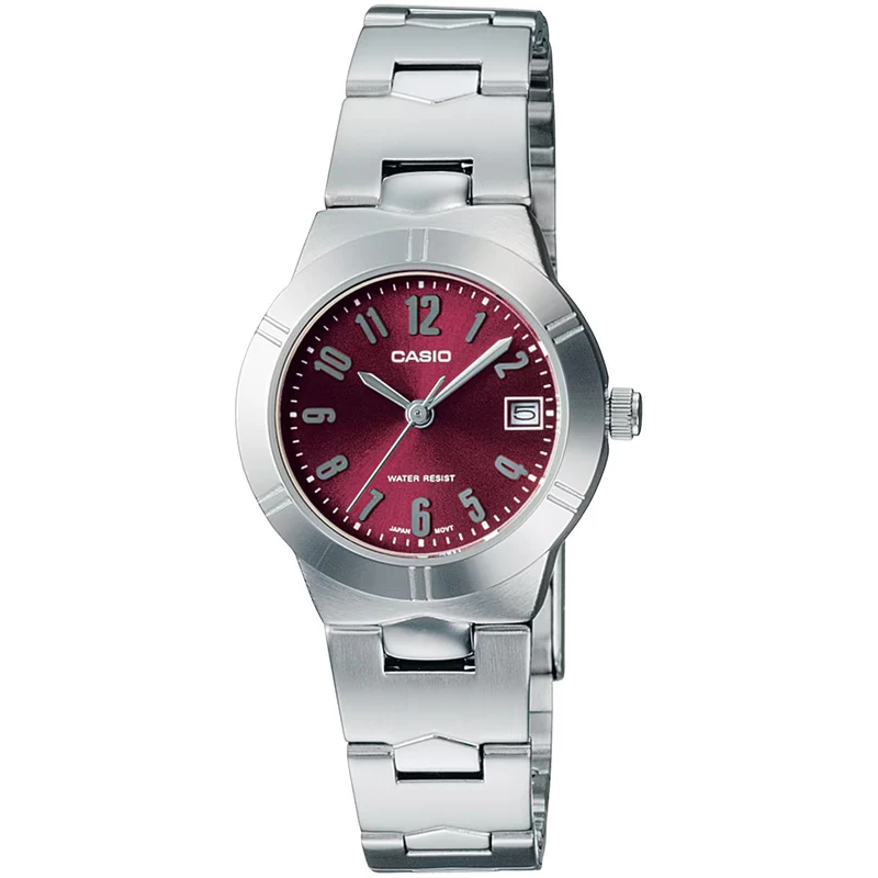 Montre Casio Femme LTP-1241D-4A2 Quartz Analogique Argent Rouge