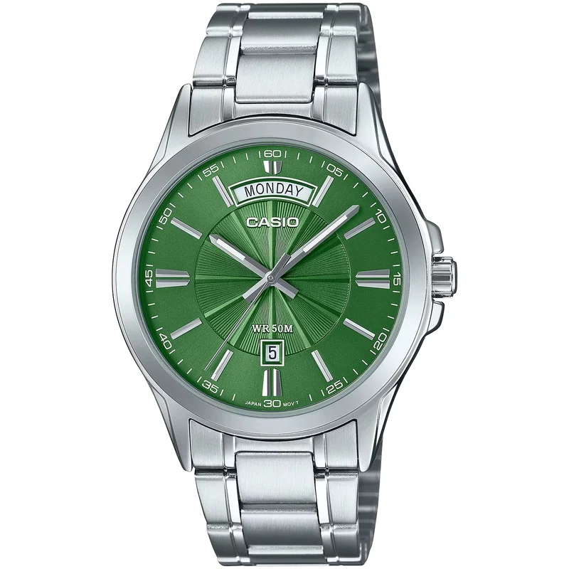 Montre Casio Homme MTP-1381D-3A Quartz Analogique Argent Vert