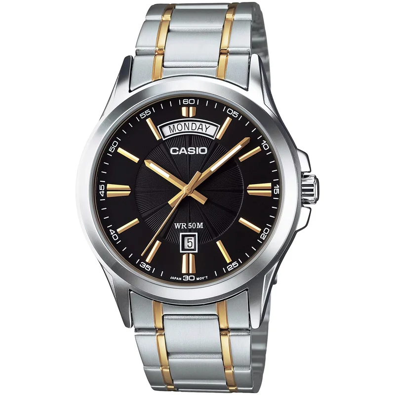 Montre Casio Homme MTP-1381G-1A Quartz Analogique Argent Noir or