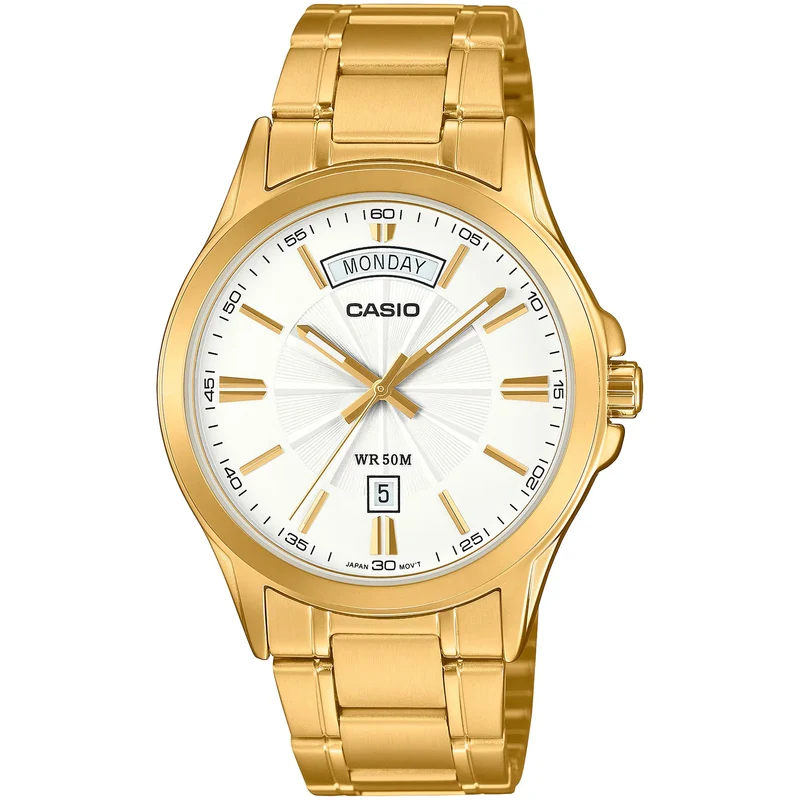 Montre Casio Homme MTP-1381GD-7A Quartz Analogique Doré Blanc or