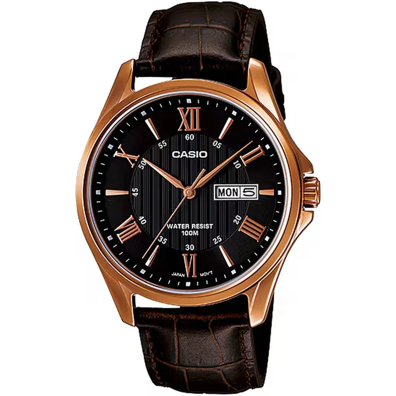Montre Casio Homme MTP-1384L-1A Quartz Analogique Or Rose Noir