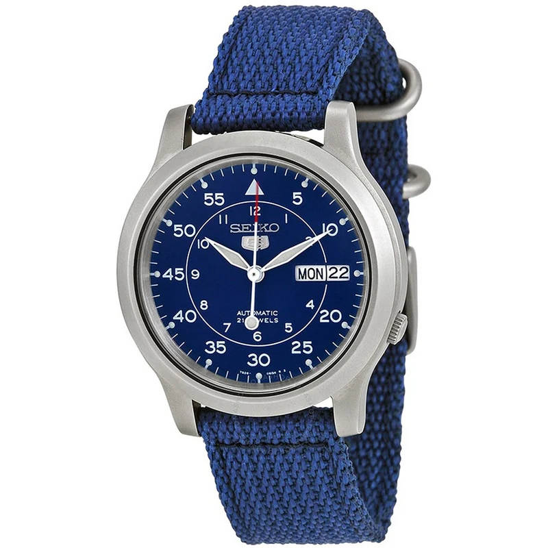 Montre Seiko 5 Homme Automatique SNK807K2 Bleu Bracelet Nylon