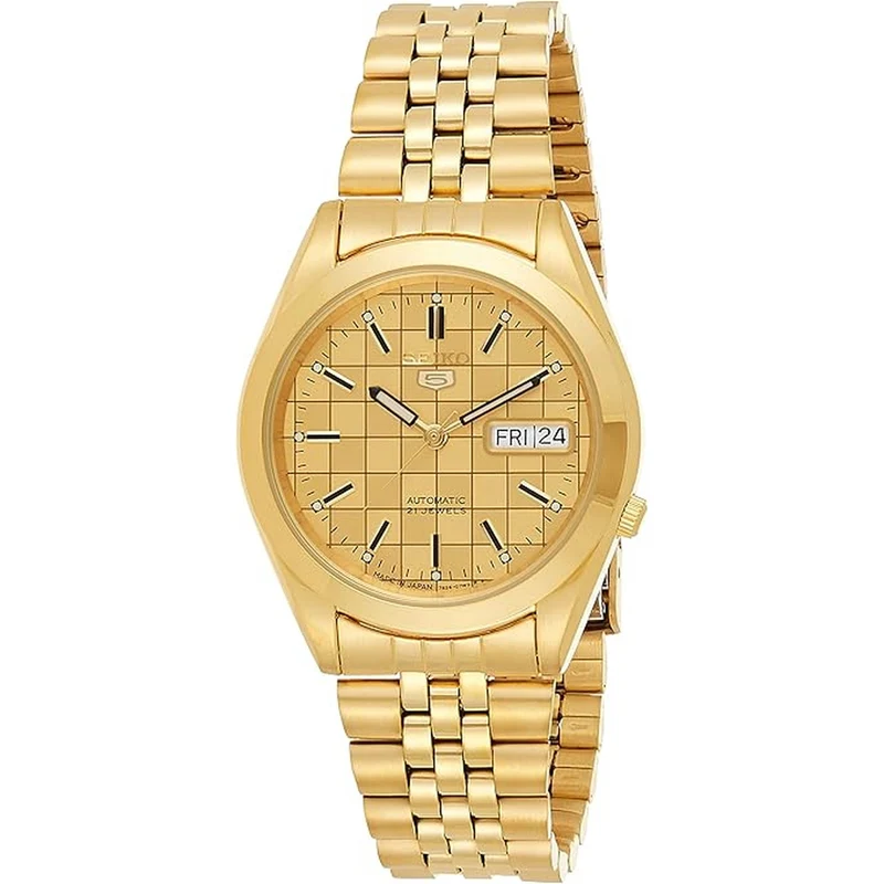 Montre Seiko 5 Homme Automatique SNKC08J1 Quadrillé Doré