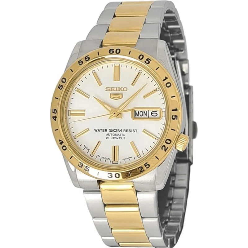 Montre Seiko 5 Homme Automatique SNKE04J1 Blanc Argenté Doré