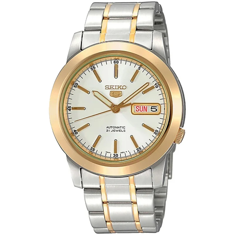 Montre Seiko 5 Homme Automatique SNKE54K1 Blanc Doré