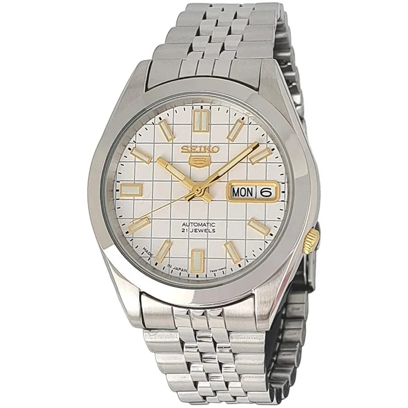 Montre Seiko 5 Homme Automatique SNKF77J1 Blanc Quadrillé