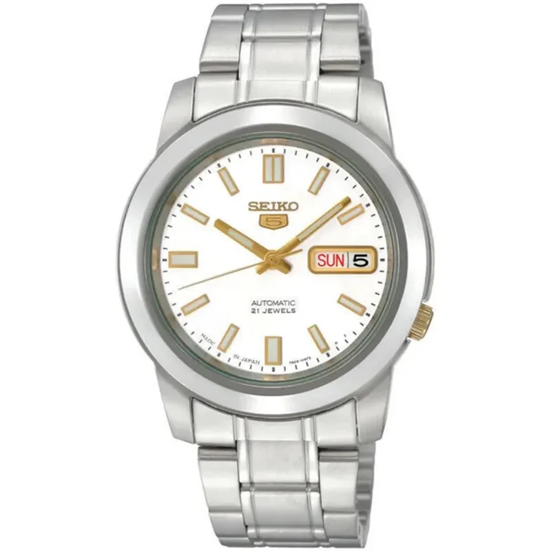 Montre Seiko 5 Homme Automatique SNKK07K1 Blanc Doré