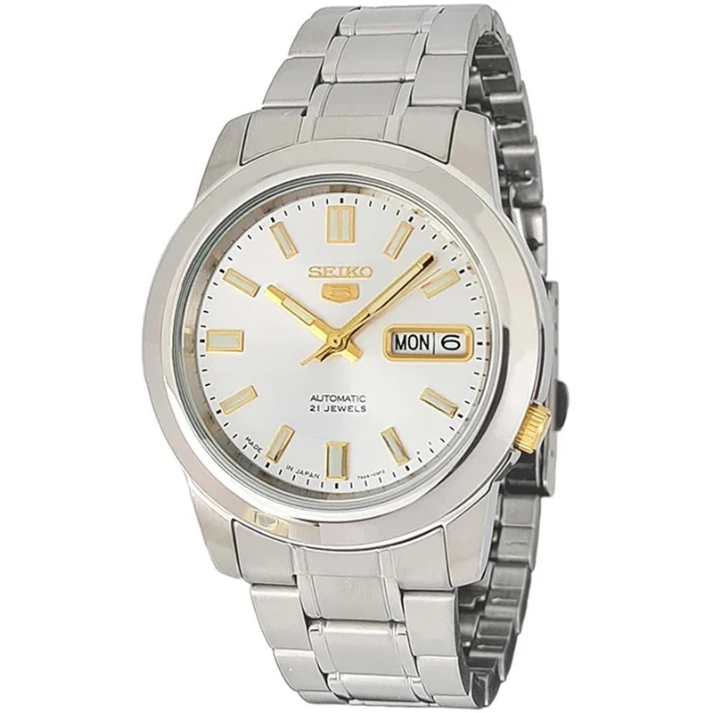Montre Seiko 5 Homme Automatique SNKK09J1 Blanc Doré