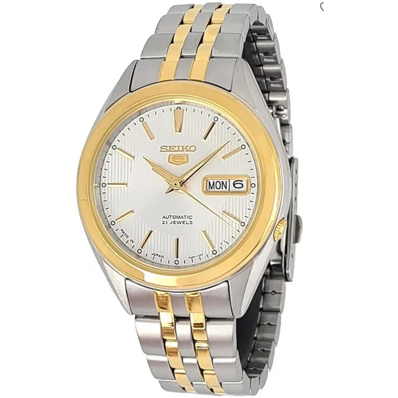 Montre Seiko 5 Homme Automatique SNKL24J1 Argenté Doré Blanc