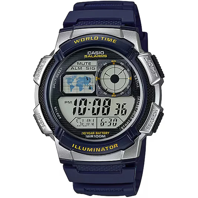 Montre Casio Homme AE-1000W-2A Quartz Digitale Argent Bleu