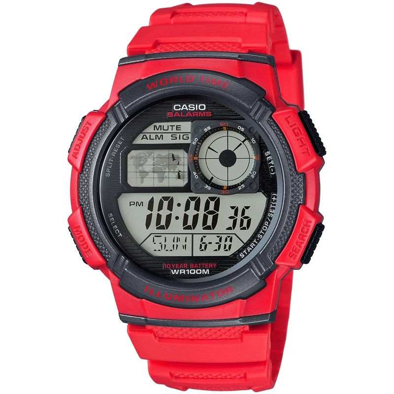 Montre Casio Homme AE-1000W-4A Quartz Digitale Rouge Noir