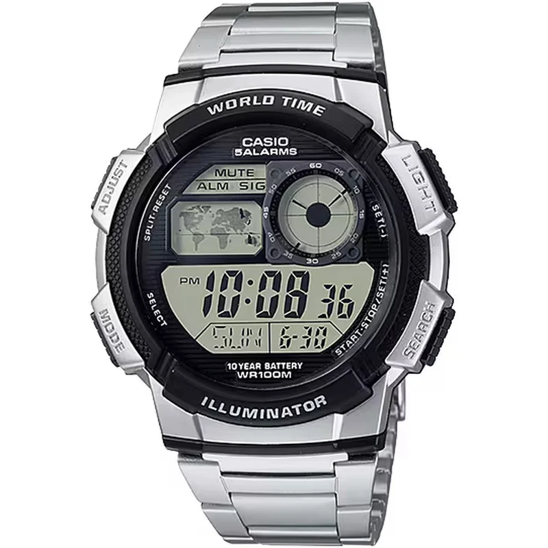 Montre Casio Homme AE-1000WD-1A Quartz Digitale Argent Noir