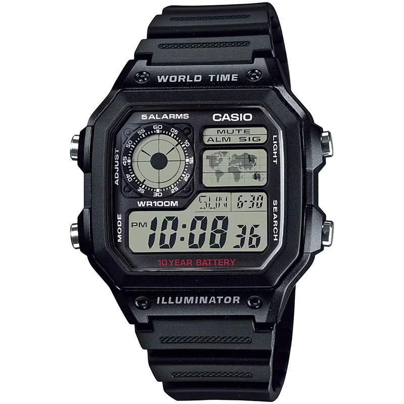 Montre Casio Homme AE-1200WH-1A Quartz Digitale Noir