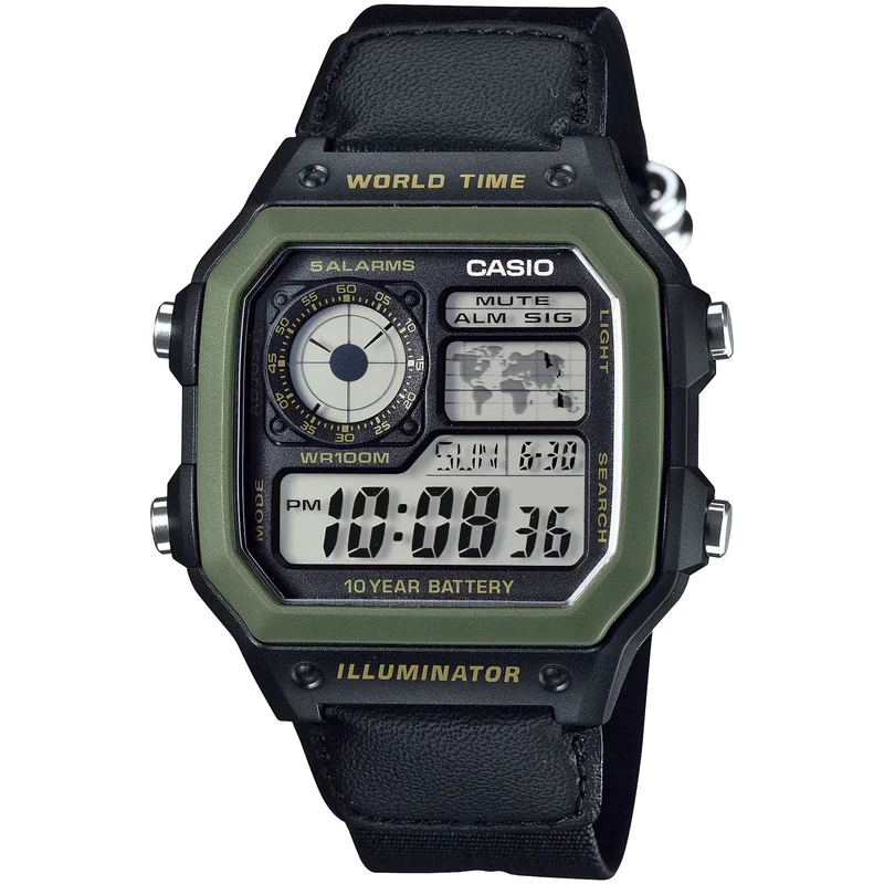 Montre Casio Homme AE-1200WHB-1B Quartz Digitale Noir Vert