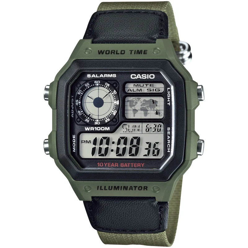 Montre Casio Homme AE-1200WHB-3B Quartz Digitale Vert Noir