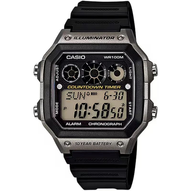Montre Casio Homme AE-1300WH-8A Quartz Digitale Argent Noir
