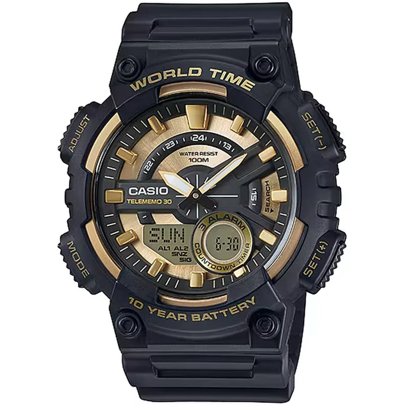 Montre Casio Homme AEQ-110BW-9A Quartz Analogique / Digitale Noir Doré