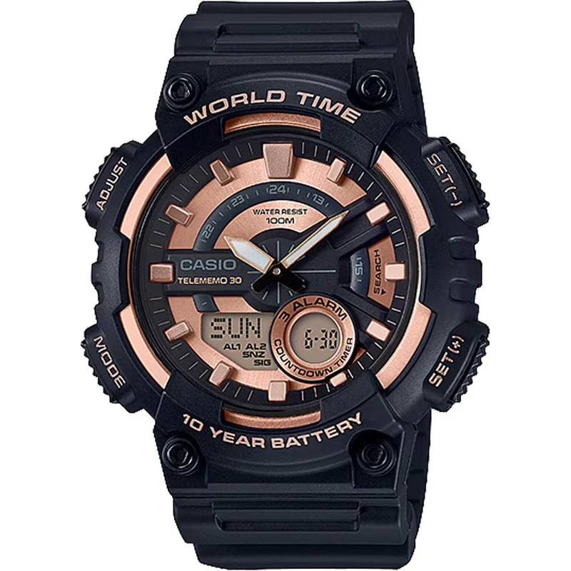 Montre Casio Homme AEQ-110W-1A3 Quartz Analogique / Digitale Noir Bronze