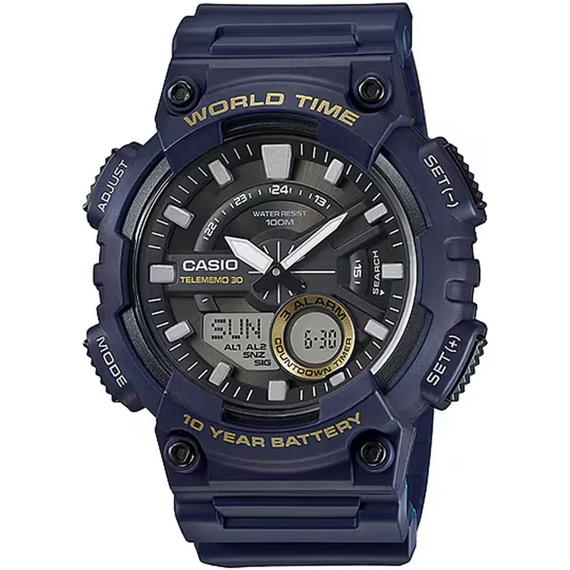 Montre Casio Homme AEQ-110W-2A Quartz Analogique / Digitale Bleu Noir
