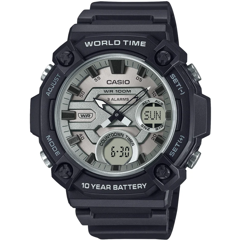 Montre Casio Homme AEQ-120W-7A Quartz Analogique / Digitale Noir Argent