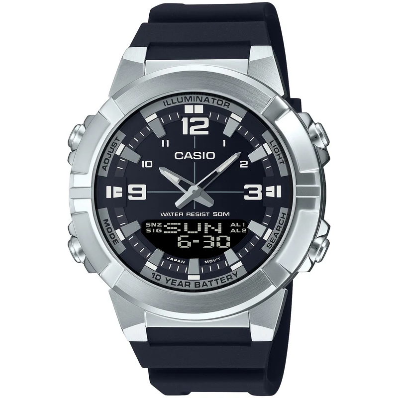 Montre Casio Homme AMW-870-1A Quartz Analogique / Digitale Argent Noir