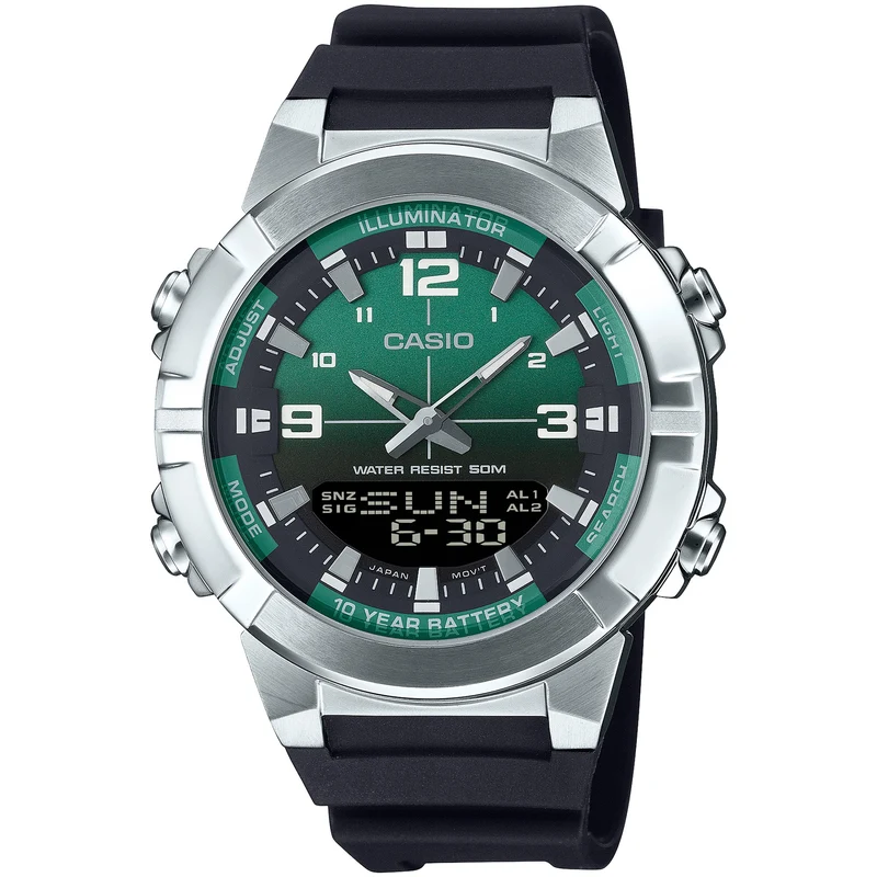 Montre Casio Homme AMW-870A-3A Quartz Analogique / Digitale Argent Vert