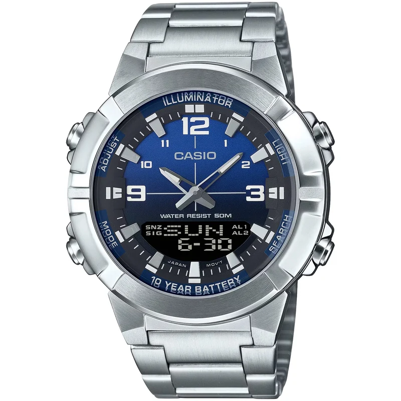 Montre Casio Homme AMW-870DA-2A1 Quartz Analogique / Digitale Argent Bleu