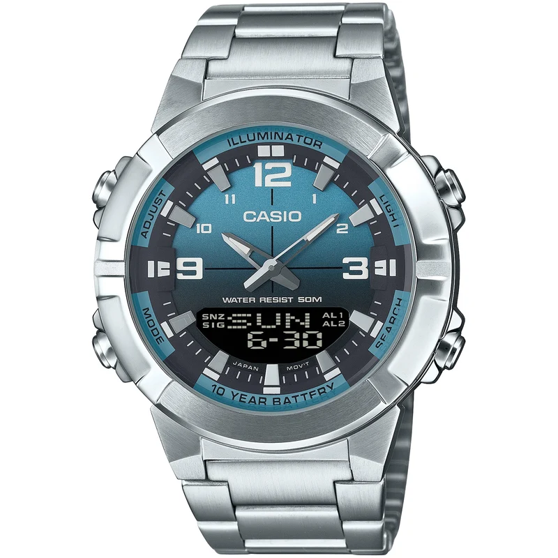 Montre Casio Homme AMW-870DA-2A2 Quartz Analogique / Digitale Argent Bleu