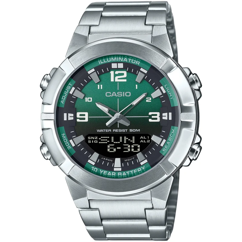 Montre Casio Homme AMW-870DA-3A Quartz Analogique / Digitale Argent Vert