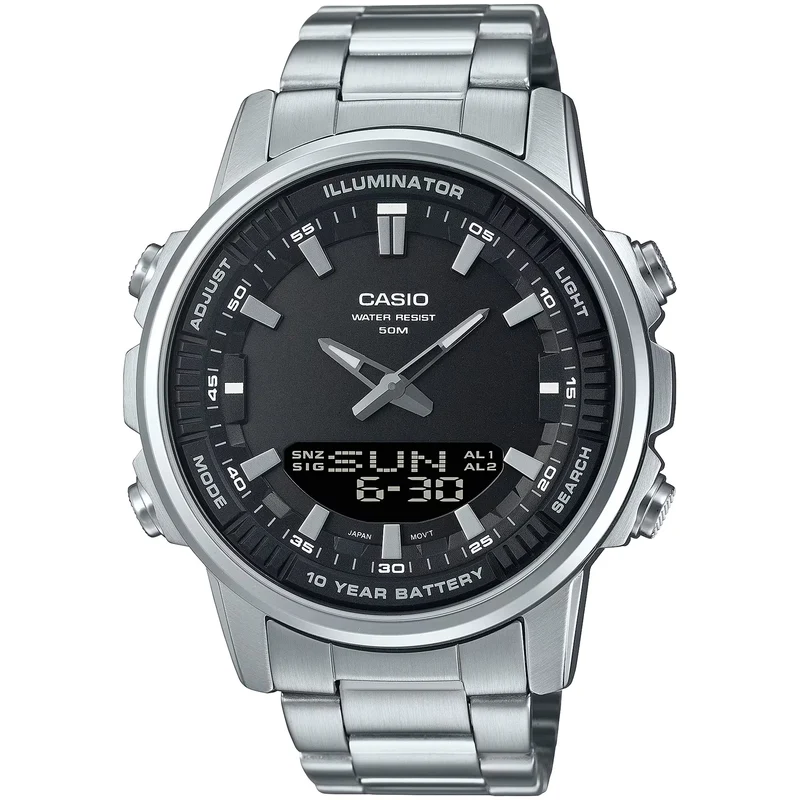 Montre Casio Homme AMW-880D-1A Quartz Analogique / Digitale Argent Noir