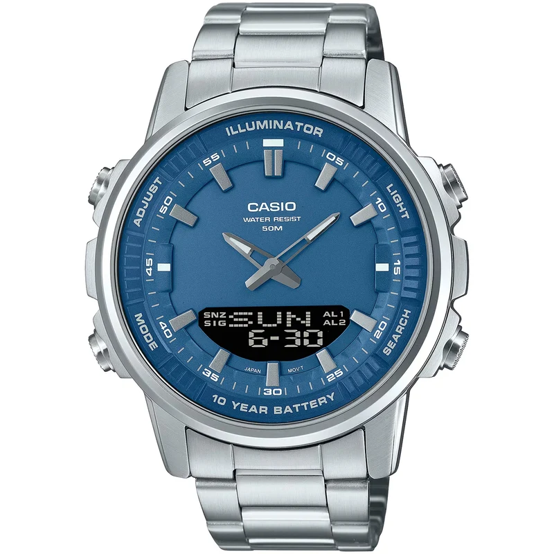 Montre Casio Homme AMW-880D-2A1 Quartz Analogique / Digitale Argent Bleu