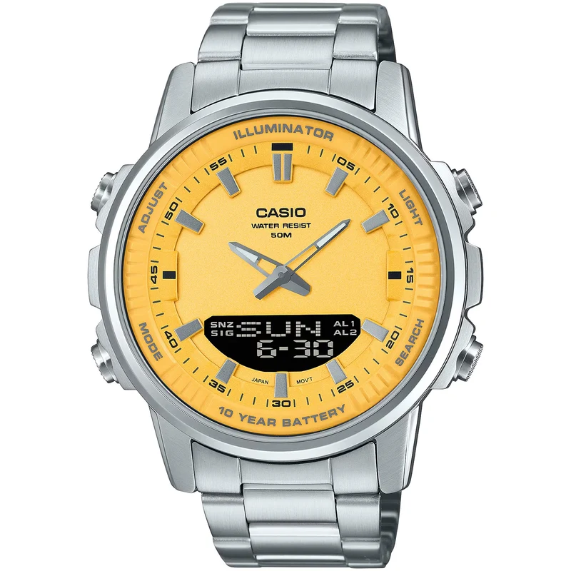 Montre Casio Homme AMW-880D-9A Quartz Analogique / Digitale Argent jaune